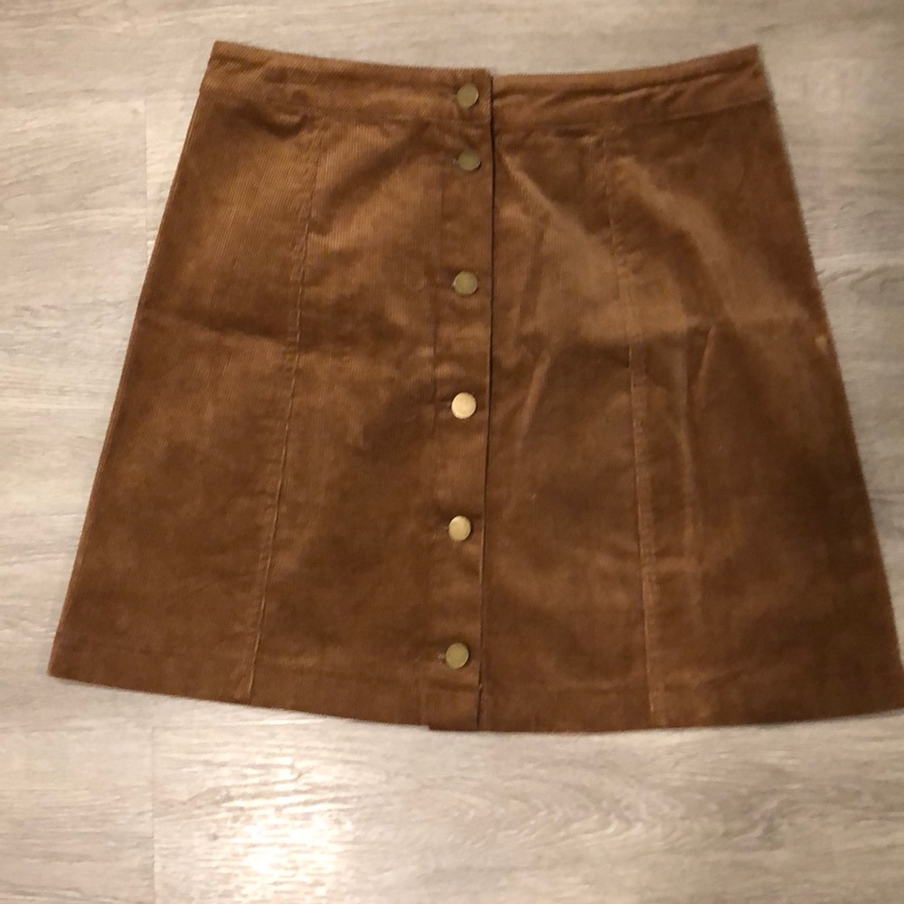 Brown Corduroy Button Skirt Size L